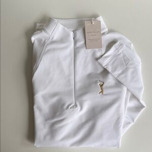 Peter Millar White Quarter-Zip with Gold Accent